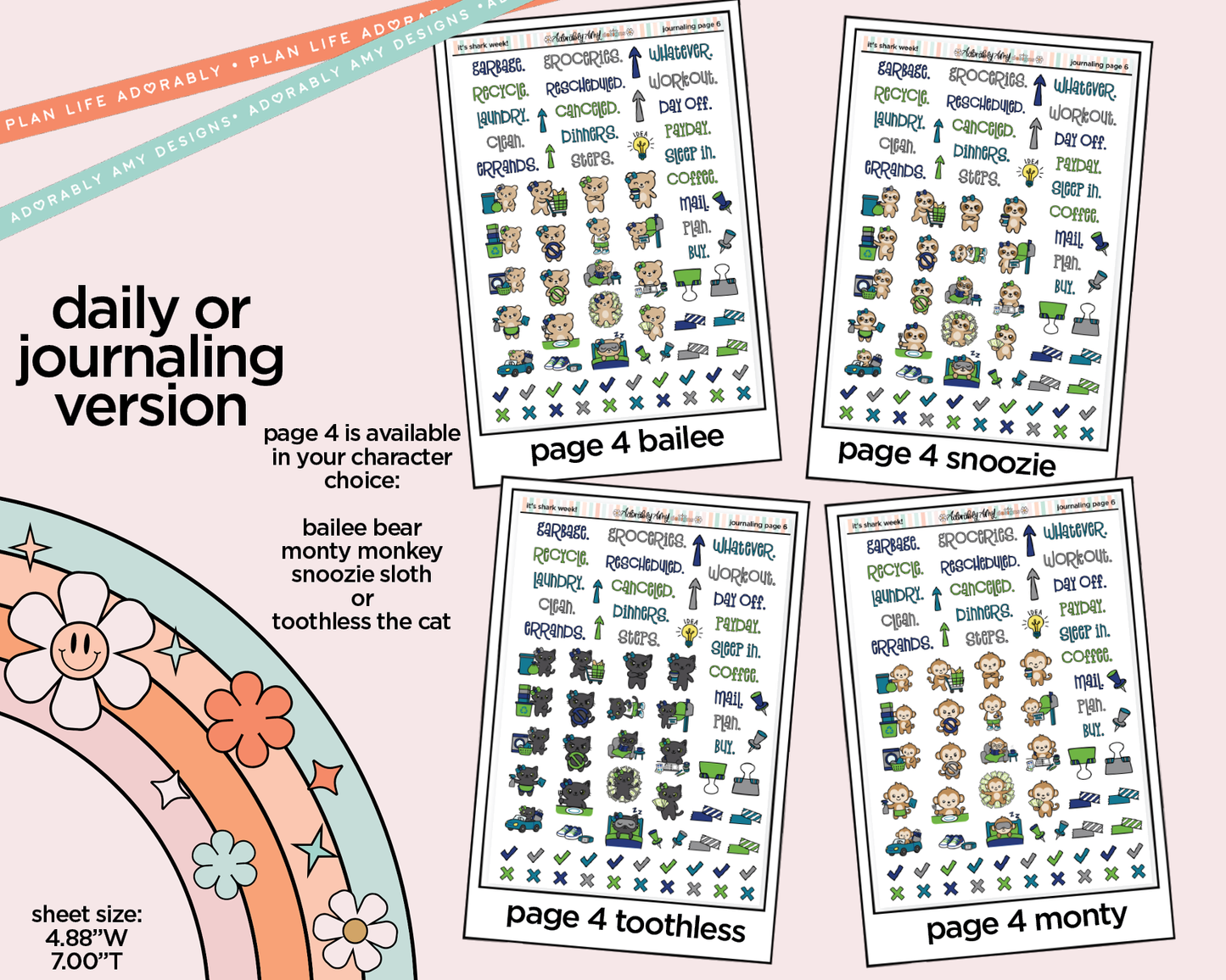 Journaling and Daily Planning It's Shark Week! Planner Sticker Kit