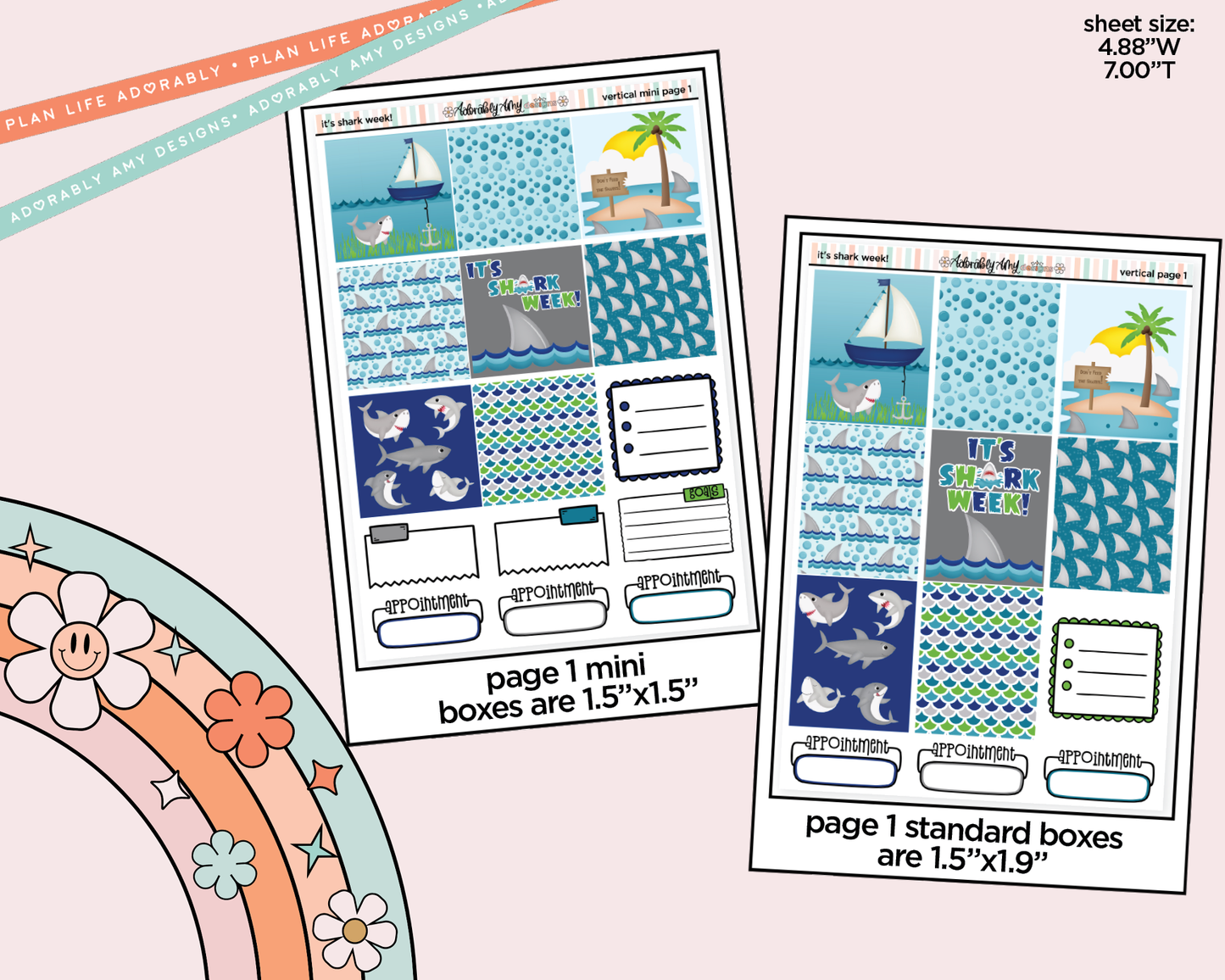Vertical It's Shark Week! Kit for Vertical Standard Size Planners or Insert