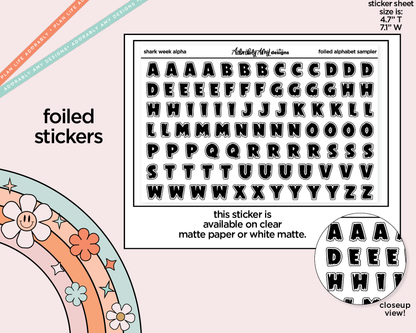 Foiled It's Shark Week Alphabet Stickers Deco Typography Sampler Planner Stickers