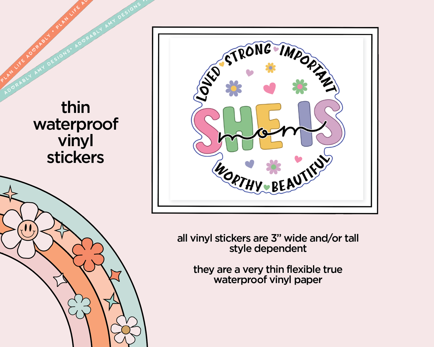 Waterproof Vinyl Large Diecut Stickers - She is Mom