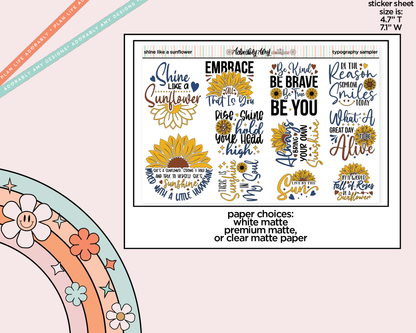 Shine Like a Sunflower Deco Typography Sampler Planner Stickers