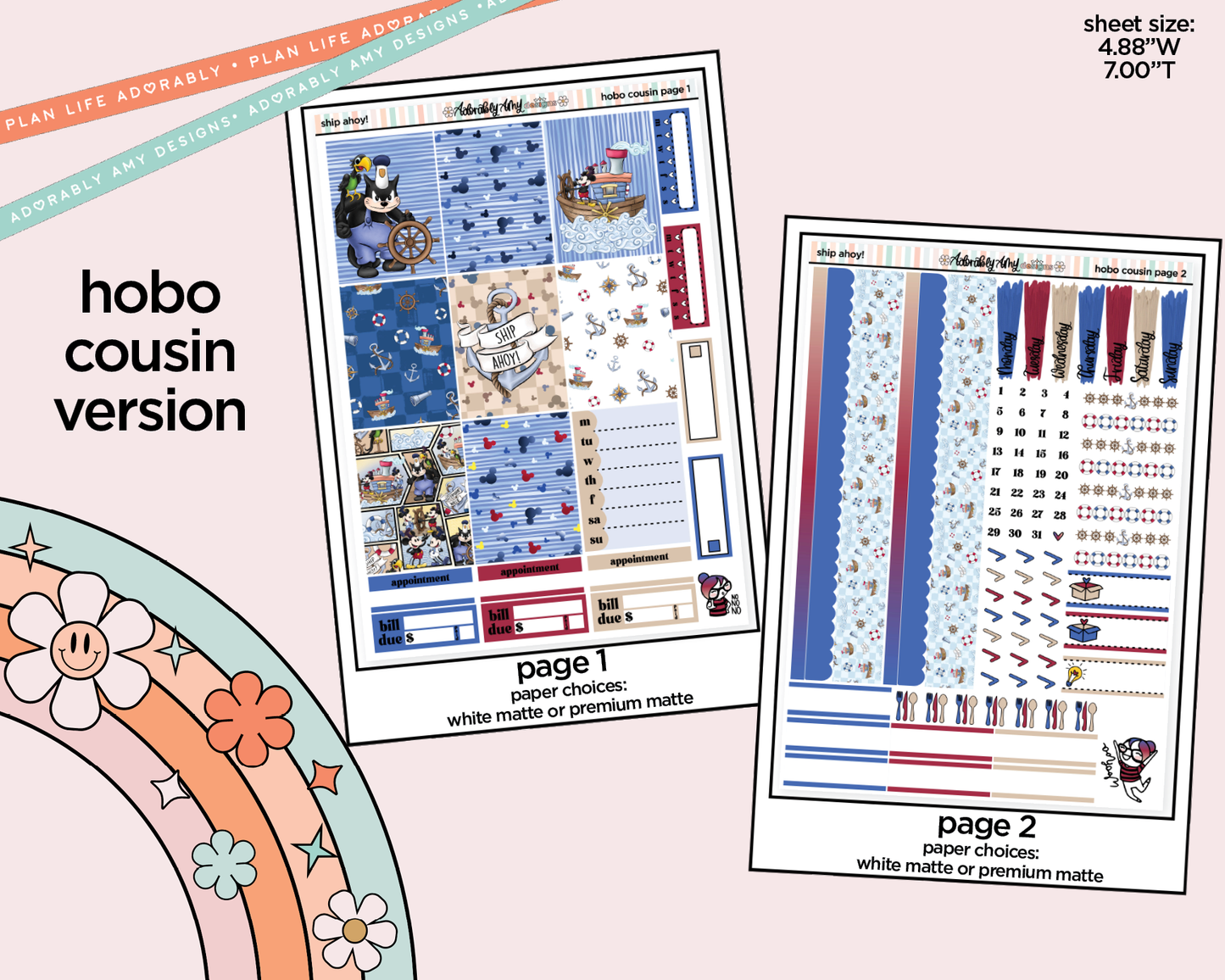 Hobonichi Cousin Weekly Ship Ahoy! Planner Sticker Kit for Hobo Cousin or Similar Planners