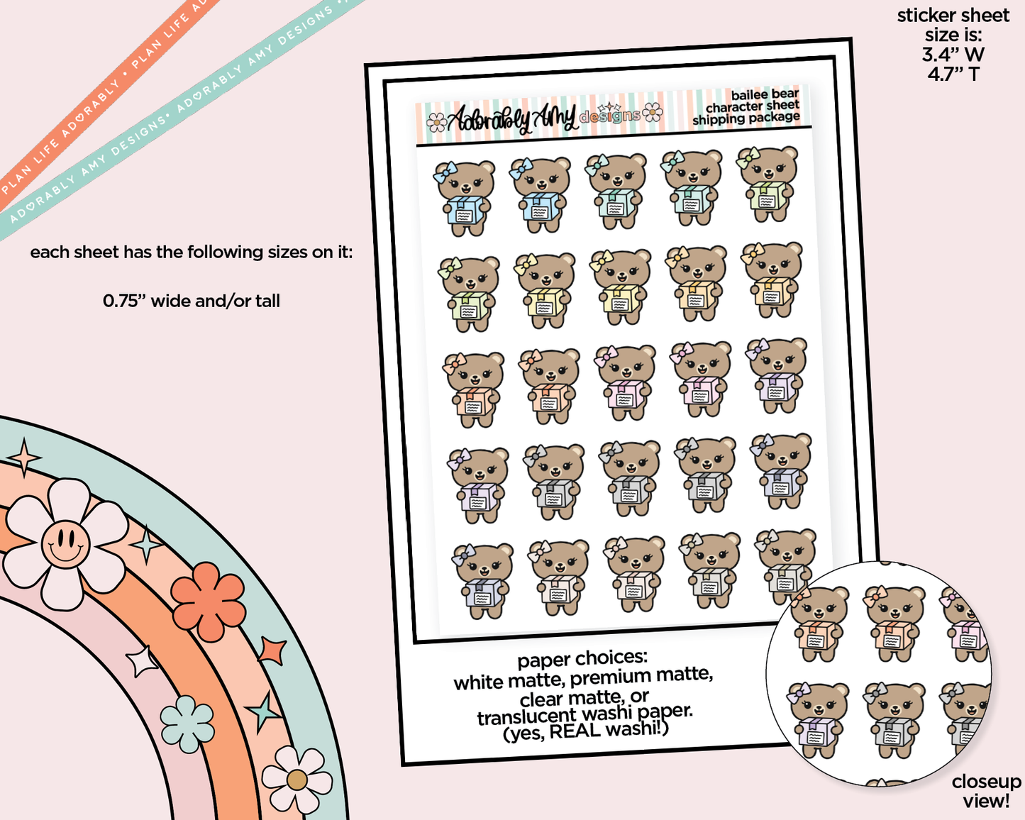 Bailee Bear Shipping Package Decoration Character Planner Stickers