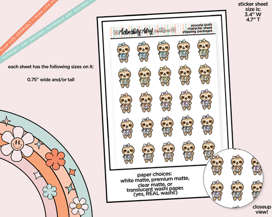 Snoozie Sloth Shipping Packages Decoration Character Planner Stickers