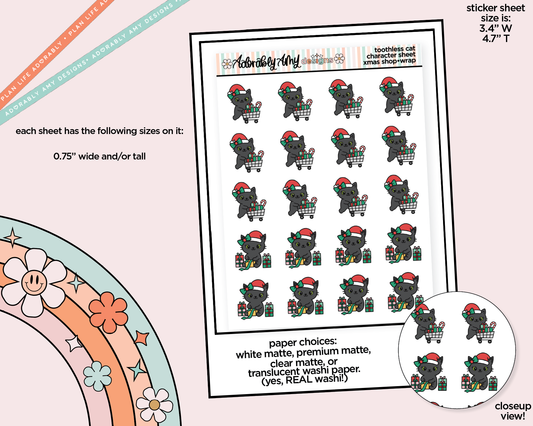 Toothless Cat Christmas Shop and Wrap Presents Decoration Planner Stickers