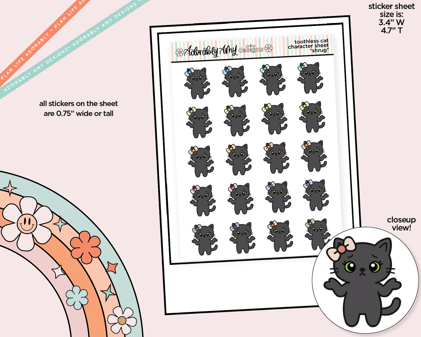 Toothless Cat *Shrug* Decoration Character Planner Stickers