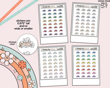 Rainbow Sick Day Doodled Icon Stickers - Adorably Amy Designs