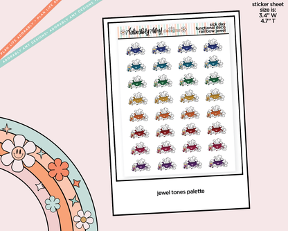 Rainbow Sick Day Doodled Icon Stickers - Adorably Amy Designs