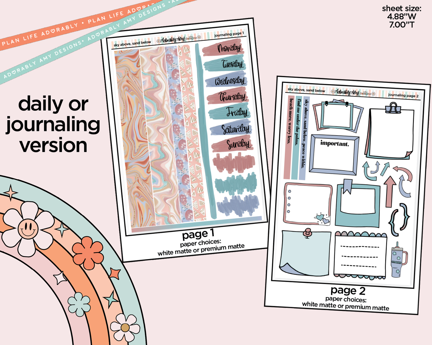 Journaling and Daily Planning Sky Above Sand Below Planner Sticker Kit