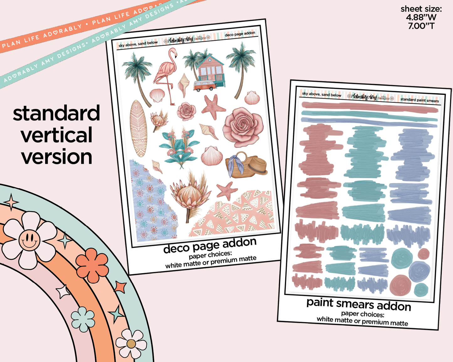 Vertical Sky Above Sand Below Weekly Sticker Kit for Vertical Standard Size Planners or Insert