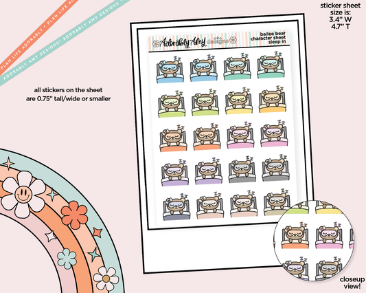 Bailee Bear Sleep In Decoration Character Planner Stickers