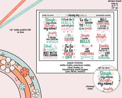 Sleigh My Name Deco Typography Sampler Planner Stickers