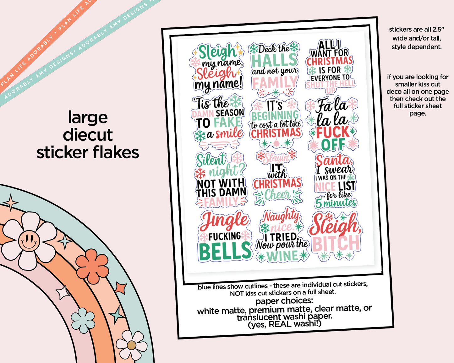 Sleigh My Name Deco Typography Sampler Planner Stickers