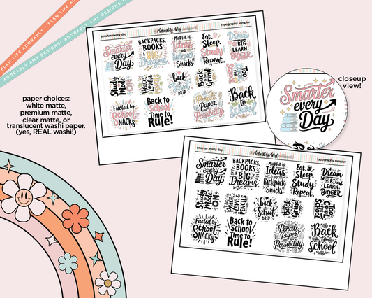 Smarter Every Day Deco Typography Sampler Planner Stickers