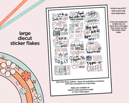 Smells Like Coffee Deco Typography Sampler Planner Stickers