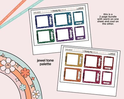 Rainbow Doodle Washi-Heart Polaroid Boxes-Frames Large/Jumbo Size Planner Stickers - Adorably Amy Designs