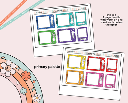 Rainbow Doodle Smile Polaroid Boxes-Frames Large/Jumbo Size Planner Stickers - Adorably Amy Designs