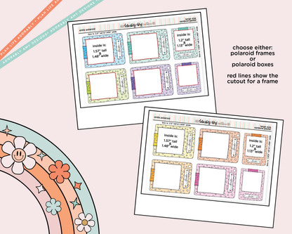 Rainbow Doodle Smile Polaroid Boxes-Frames Large/Jumbo Size Planner Stickers - Adorably Amy Designs
