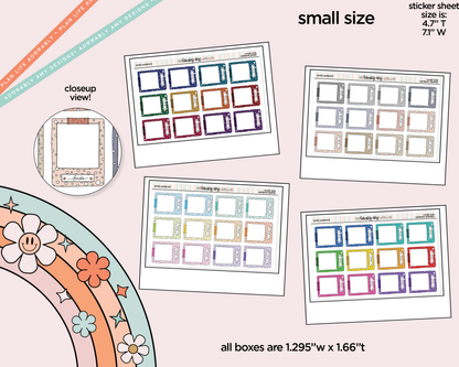Rainbow Doodle Smile Polaroid Boxes-Frames Small Size Planner Stickers - Adorably Amy Designs