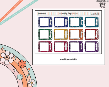 Rainbow Doodle Smile Polaroid Boxes-Frames Small Size Planner Stickers - Adorably Amy Designs