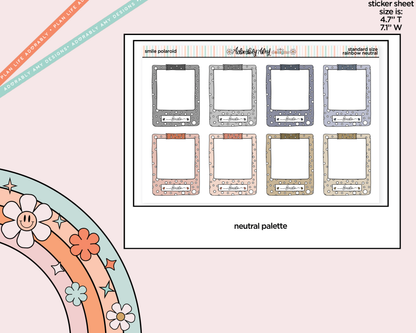 Rainbow Doodle Smile Polaroid Boxes-Frames Standard Size Planner Stickers - Adorably Amy Designs