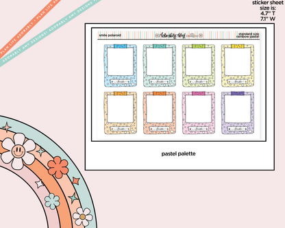 Rainbow Doodle Smile Polaroid Boxes-Frames Standard Size Planner Stickers - Adorably Amy Designs