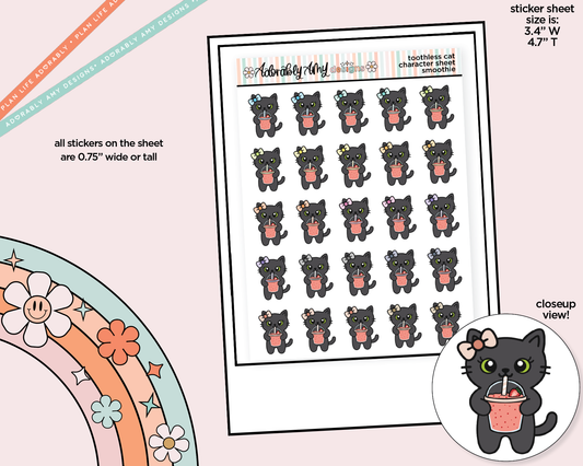 Toothless Cat Smoothie Decoration Character Planner Stickers - Adorably Amy Designs