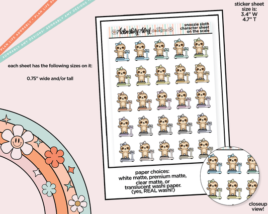 Snoozie Sloth On the Scale Decoration Planner Stickers