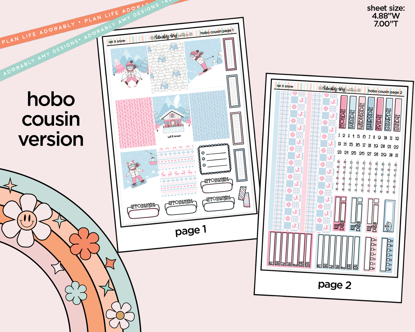 Hobonichi Cousin Weekly Let it Snow Planner Sticker Kit for Hobo Cousin or Similar Planners