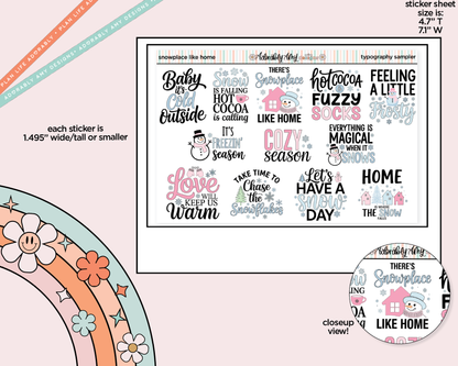 Snowplace Like Home Deco Typography Sampler Planner Stickers - Adorably Amy Designs