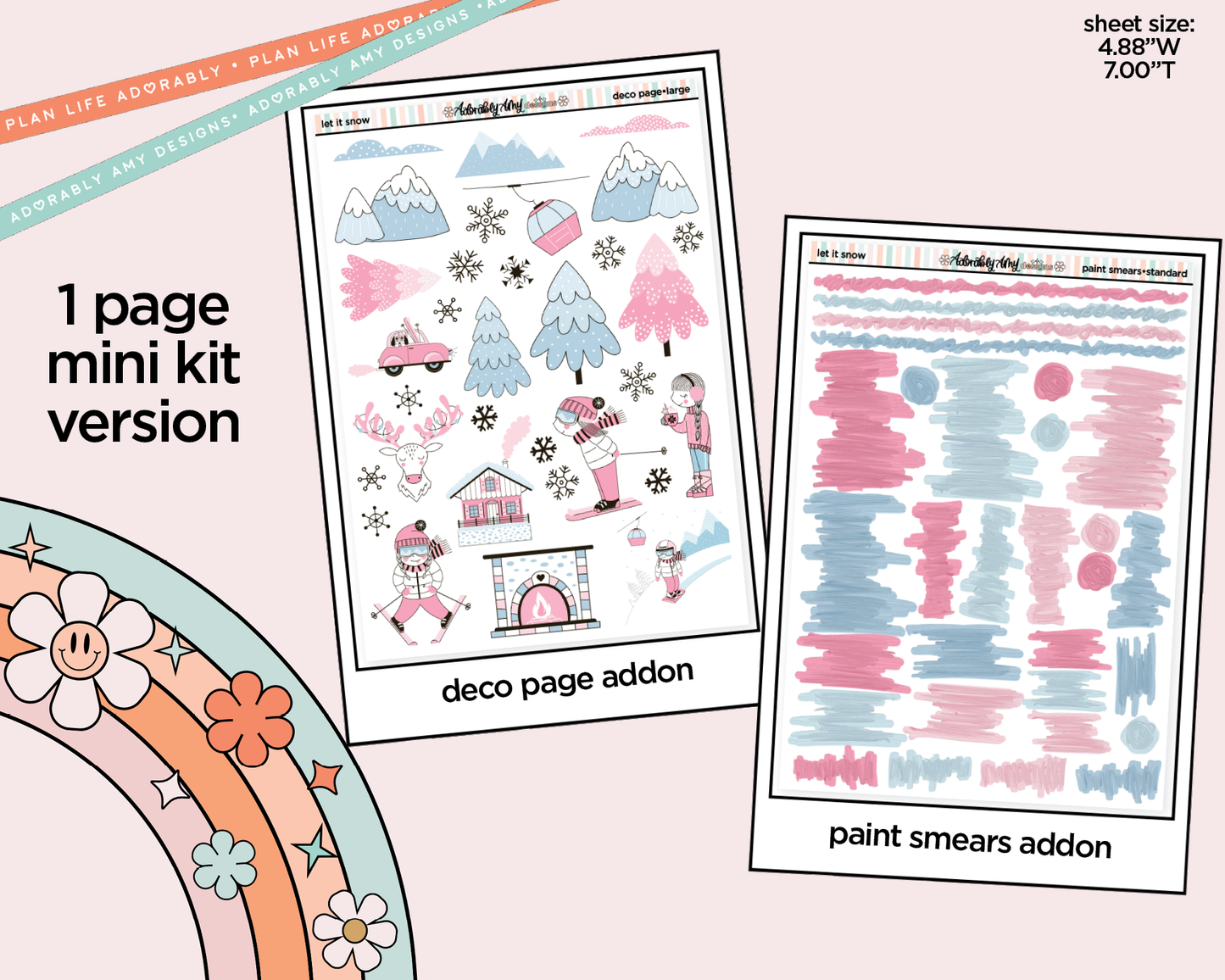 One Page Mini Kit Let it Snow Planner Sticker Kit - Two Sizes Available
