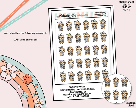Snoozie Sloth Snuggle Cat Decoration Character Planner Stickers