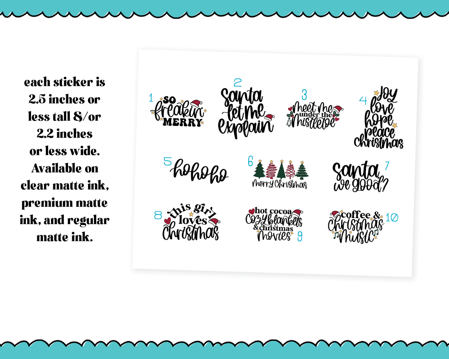 Large Diecut Sticker Flakes - So Freaking Merry Christmas Quotes Planner Stickers for any Planner or Insert