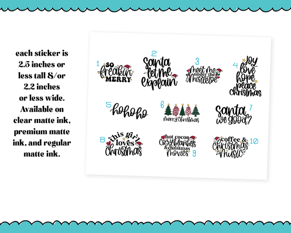 Large Diecut Sticker Flakes - So Freaking Merry Christmas Quotes Planner Stickers for any Planner or Insert
