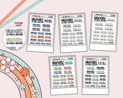 Rainbow or Black Laundry. So.Much.Laundry. Typography Planner Stickers for any Planner or Insert