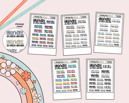 Rainbow or Black Laundry. So.Much.Laundry. Typography Planner Stickers for any Planner or Insert