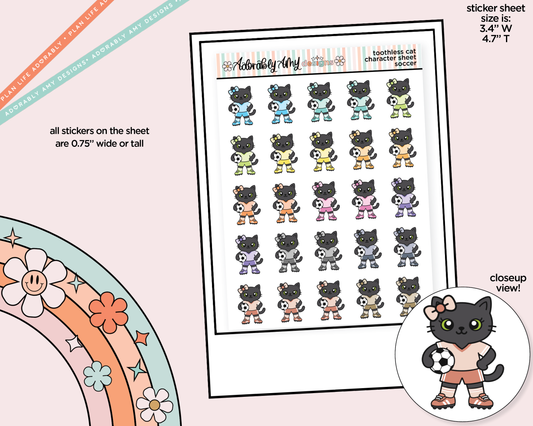 Toothless Cat Soccer Decoration Character Planner Stickers - Adorably Amy Designs