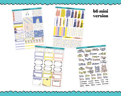 Mini B6 Somebunny Loves You Weekly Planner Sticker Kit sized for ANY Vertical Insert