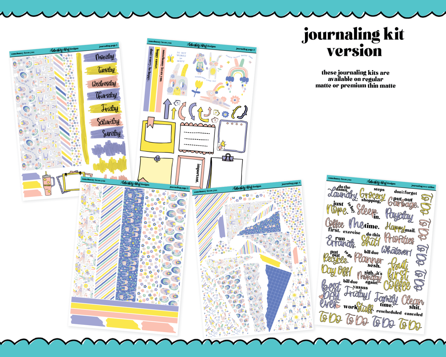 Journaling and Daily Planning Somebunny Loves You Planner Sticker Kit
