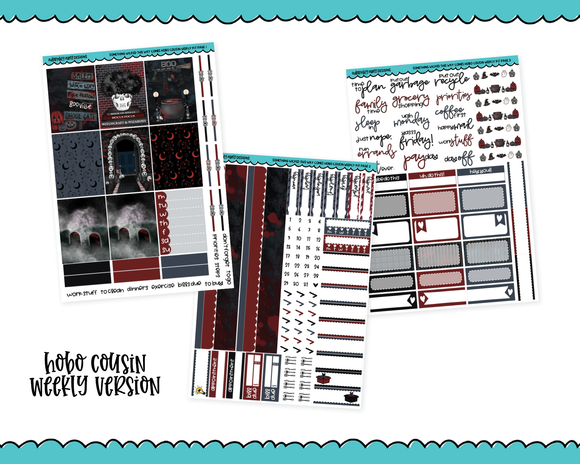 Hobonichi Cousin Weekly Something Wicked This Way Comes Spooky Halloween Themed Planner Sticker Kit for Hobo Cousin or Similar Planners