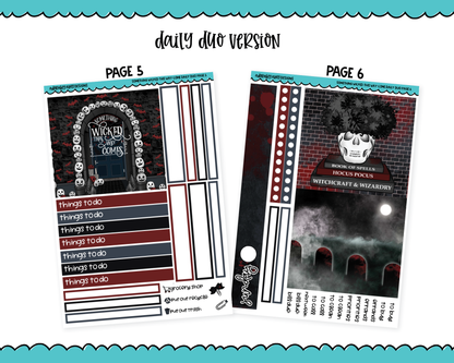 Daily Duo Something Wicked This Way Comes Spooky Halloween Themed Weekly Planner Sticker Kit for Daily Duo Planner