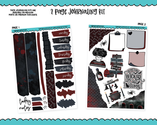 Journaling Kit Something Wicked This Way Comes Spooky Halloween Themed Planner Sticker Kit in White OR Black for Blackout Planners