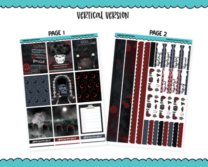 Vertical Something Wicked This Way Comes Spooky Halloween Themed Planner Sticker Kit for Vertical Standard Size Planners or Inserts