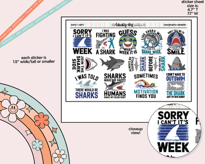 Sorry, I Can't. It's Shark Week! Deco Typography Sampler Planner Stickers