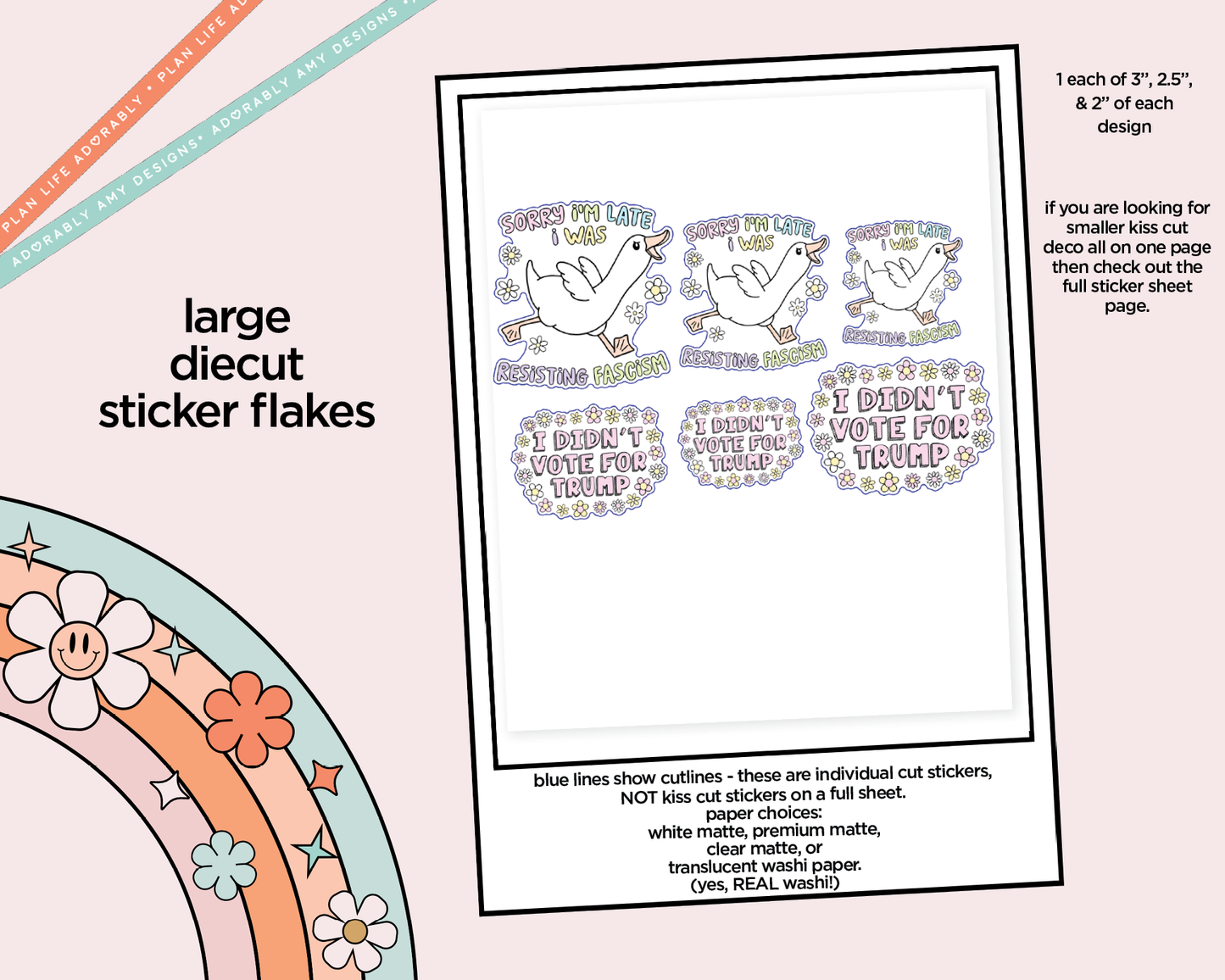 Sorry I'm Late, I Was Fighting Facism Anti-Trump Themed Typography Sampler Planner Stickers
