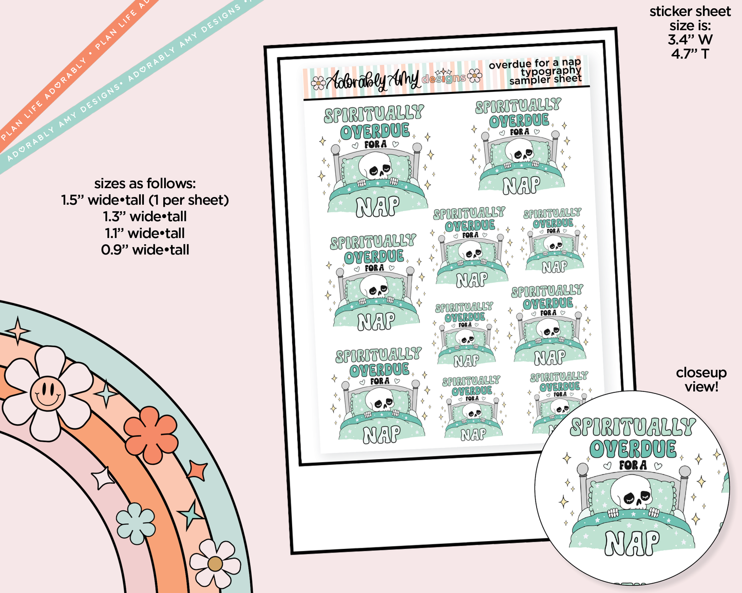 Spiritually Overdue for a Nap Typography Sampler Planner Stickers