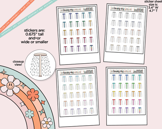 Rainbow Splash Pad - Sprinkler Doodled Icon Stickers - Adorably Amy Designs