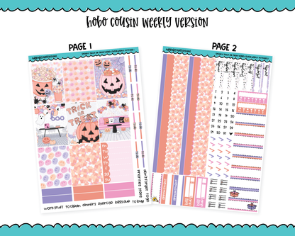 Hobonichi Cousin Weekly Spooky Trick or Treat Pastel Halloween Themed Planner Sticker Kit for Hobo Cousin or Similar Planners