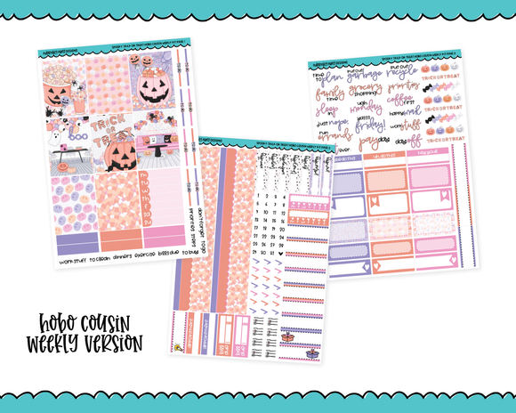 Hobonichi Cousin Weekly Spooky Trick or Treat Pastel Halloween Themed Planner Sticker Kit for Hobo Cousin or Similar Planners