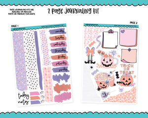 Journaling Kit Spooky Trick or Treat Pastel Halloween Themed Planner Sticker Kit in White OR Black for Blackout Planners